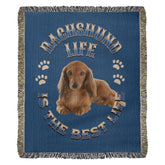 Dachshund Heirloom Blue Blanket: Premium Quality Wiener Dog Throw, Gift For Her, Gift For Him, Birthday, Mother's Day, Father's Day, Christmas | Paws Up Life, LLC